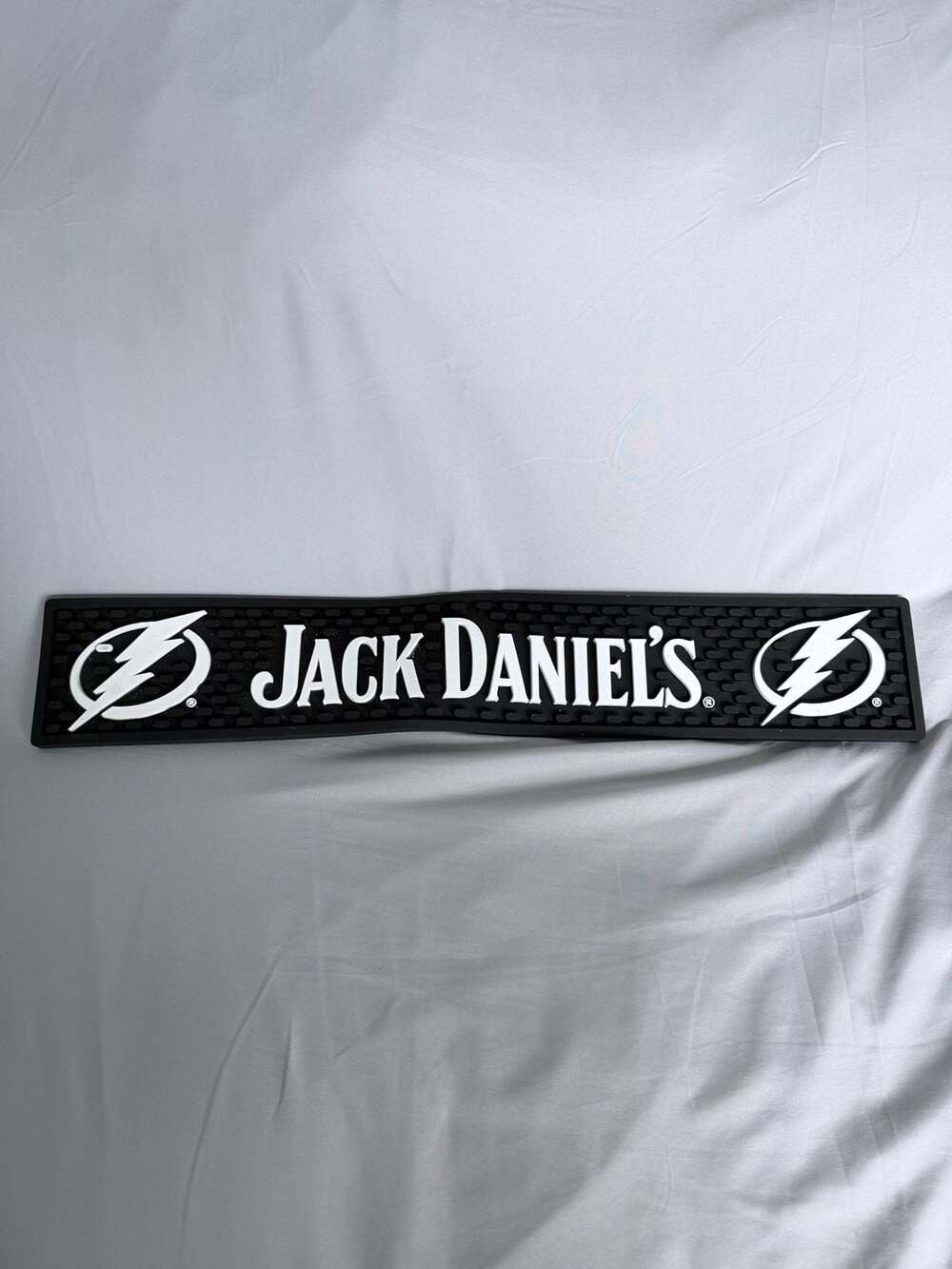 Jack Daniel's Tampa Bay Lightning Rubber Bar Mat Spill Rail Mat